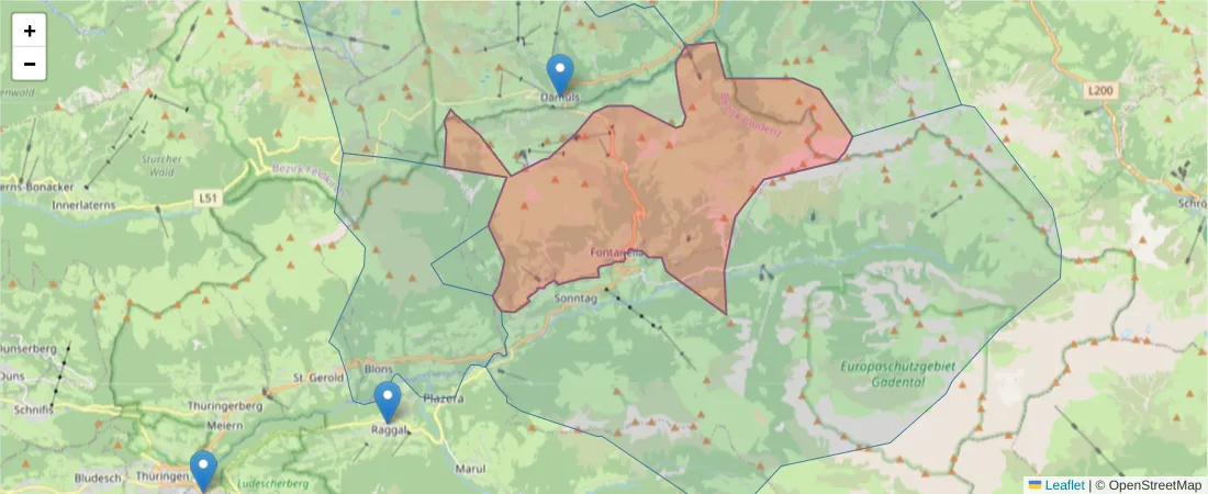 Karte des Postleitzahlen Bereichs  und der umliegenden Postleitzahlen in Deutschland