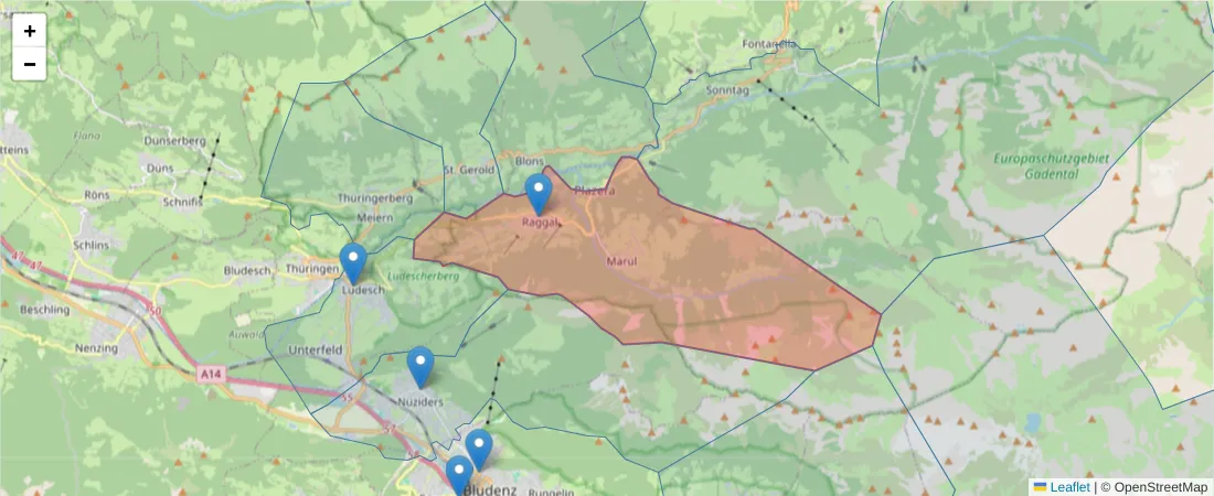 Karte des Postleitzahlen Bereichs  und der umliegenden Postleitzahlen in Deutschland