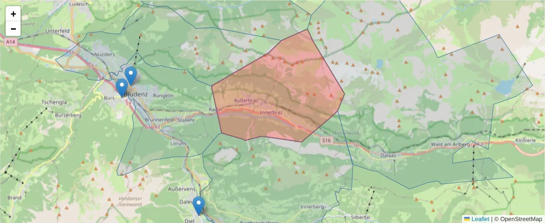 Karte des Postleitzahlen Bereichs  und der umliegenden Postleitzahlen in Deutschland