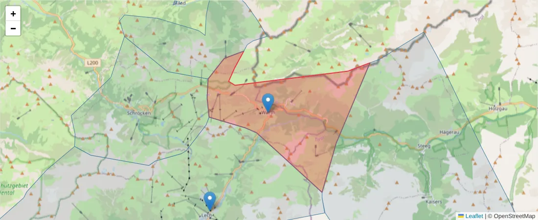 Karte des Postleitzahlen Bereichs  und der umliegenden Postleitzahlen in Deutschland