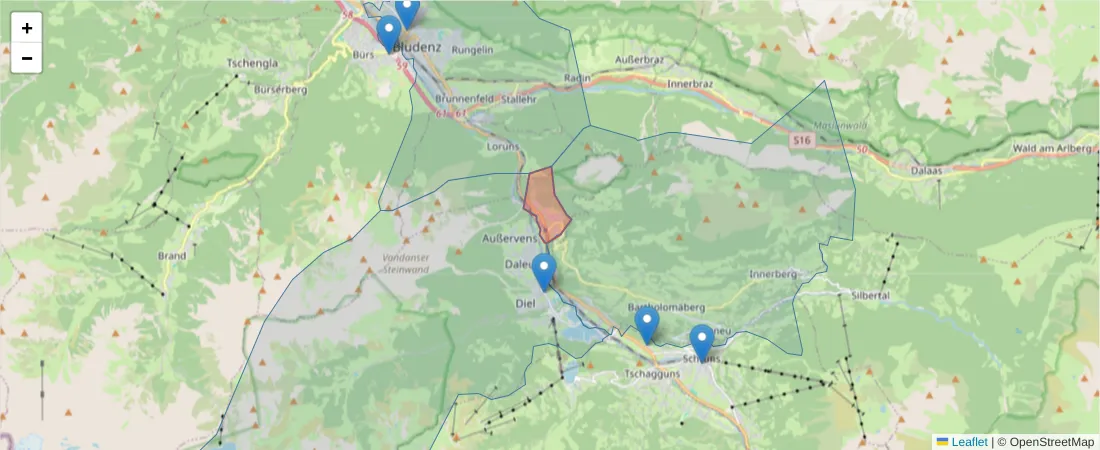 Karte des Postleitzahlen Bereichs  und der umliegenden Postleitzahlen in Deutschland
