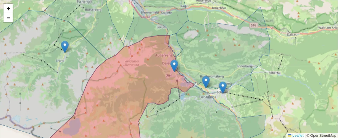Karte des Postleitzahlen Bereichs  und der umliegenden Postleitzahlen in Deutschland