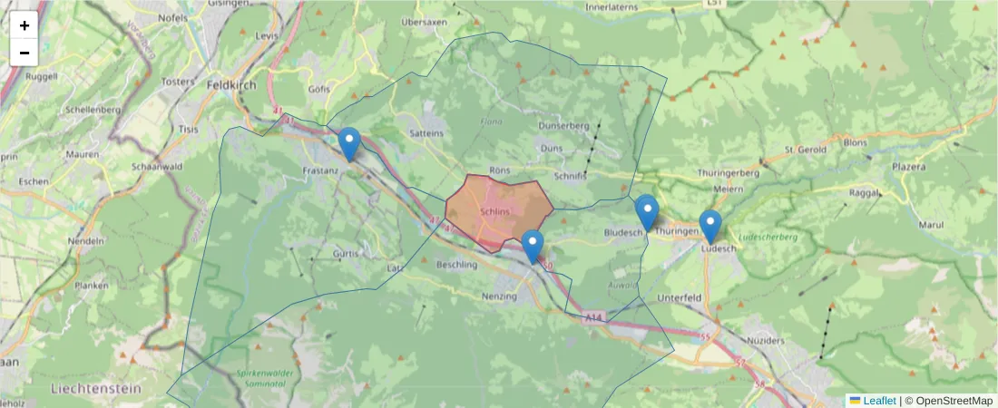Karte des Postleitzahlen Bereichs  und der umliegenden Postleitzahlen in Deutschland