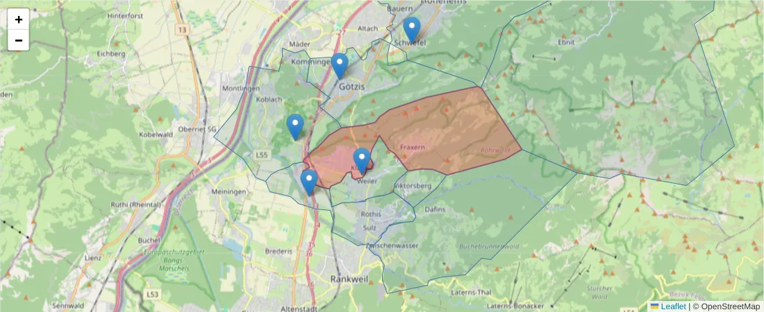 Karte des Postleitzahlen Bereichs  und der umliegenden Postleitzahlen in Deutschland