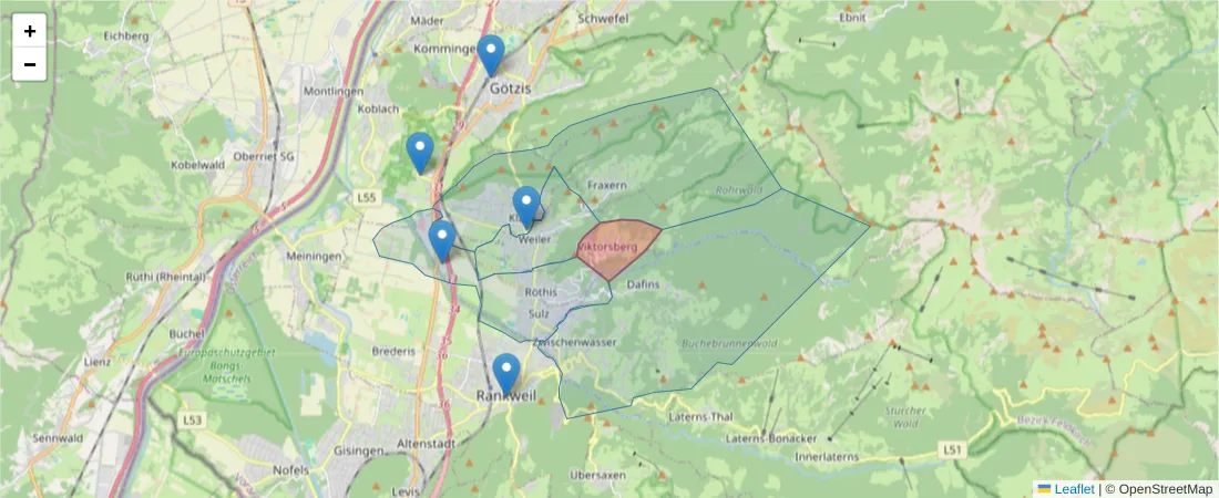 Karte des Postleitzahlen Bereichs  und der umliegenden Postleitzahlen in Deutschland