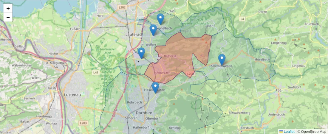 Karte des Postleitzahlen Bereichs  und der umliegenden Postleitzahlen in Deutschland