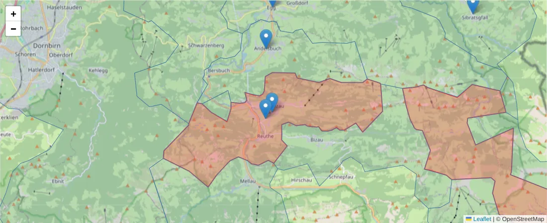 Karte des Postleitzahlen Bereichs  und der umliegenden Postleitzahlen in Deutschland