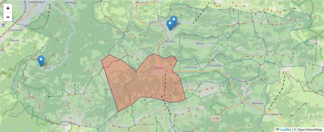 Karte des Postleitzahlen Bereichs  und der umliegenden Postleitzahlen in Deutschland