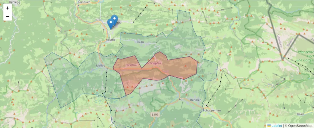 Karte des Postleitzahlen Bereichs  und der umliegenden Postleitzahlen in Deutschland