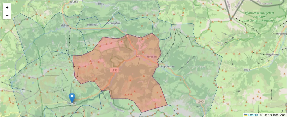 Karte des Postleitzahlen Bereichs  und der umliegenden Postleitzahlen in Deutschland