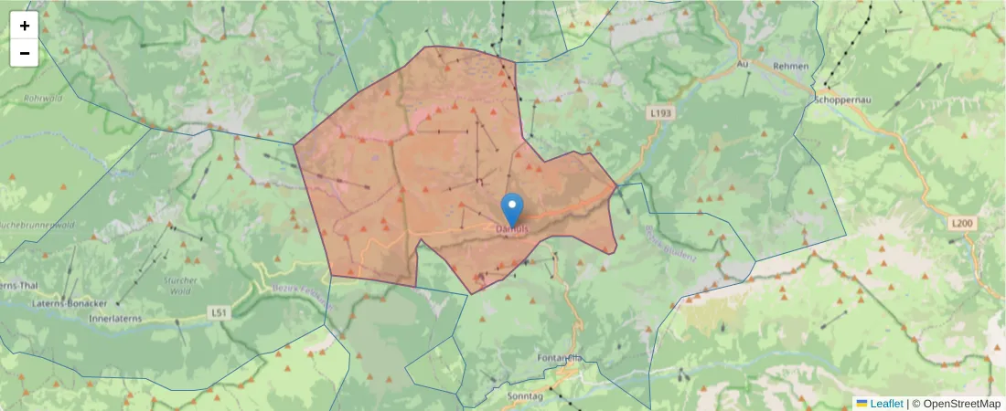 Karte des Postleitzahlen Bereichs  und der umliegenden Postleitzahlen in Deutschland