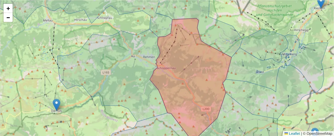 Karte des Postleitzahlen Bereichs  und der umliegenden Postleitzahlen in Deutschland