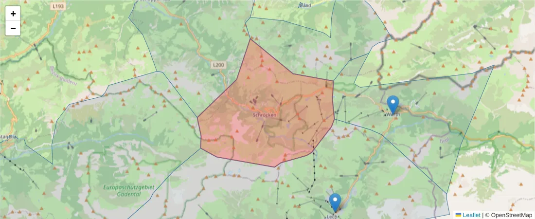 Karte des Postleitzahlen Bereichs  und der umliegenden Postleitzahlen in Deutschland