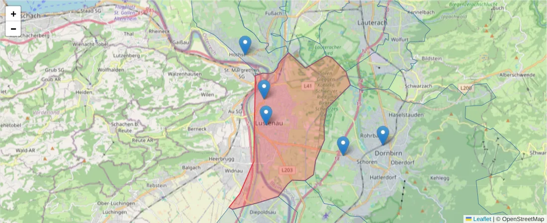 Karte des Postleitzahlen Bereichs  und der umliegenden Postleitzahlen in Deutschland