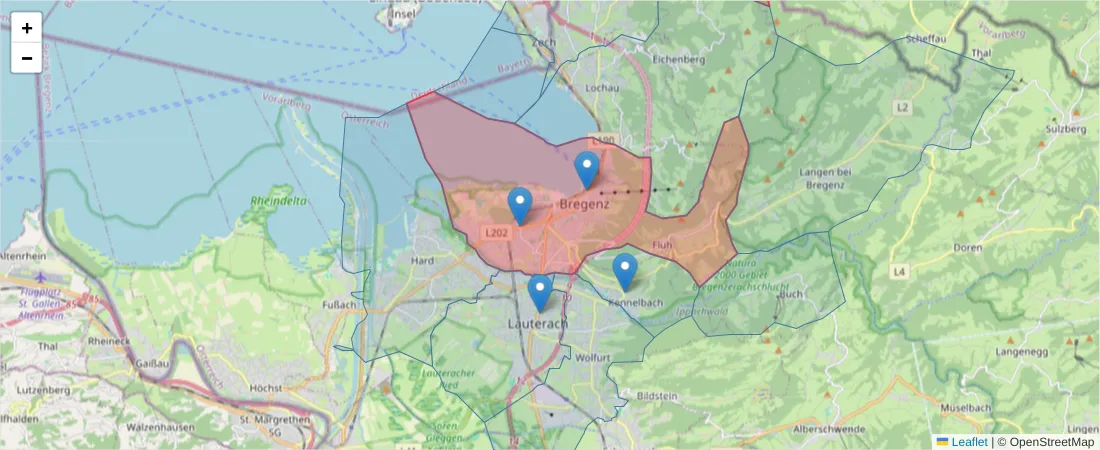 Karte des Postleitzahlen Bereichs  und der umliegenden Postleitzahlen in Deutschland