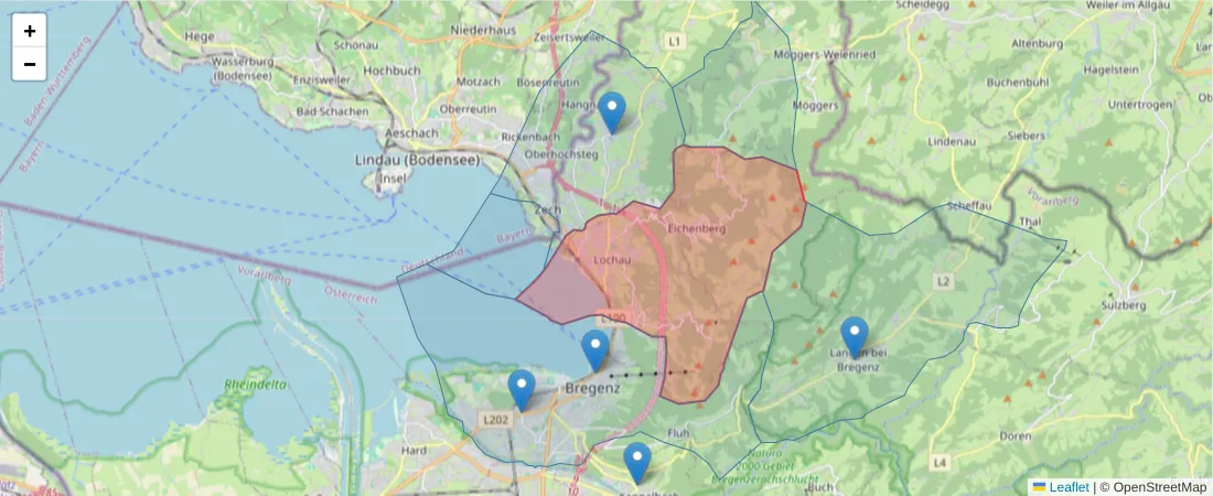 Karte des Postleitzahlen Bereichs  und der umliegenden Postleitzahlen in Deutschland