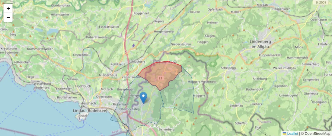 Karte des Postleitzahlen Bereichs  und der umliegenden Postleitzahlen in Deutschland