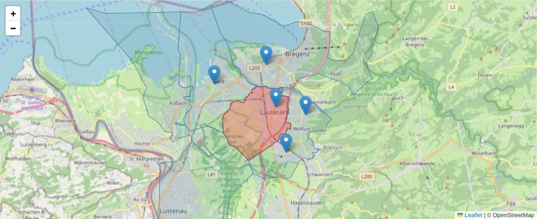 Karte des Postleitzahlen Bereichs  und der umliegenden Postleitzahlen in Deutschland