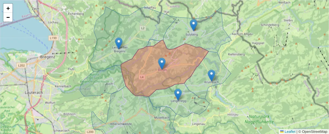 Karte des Postleitzahlen Bereichs  und der umliegenden Postleitzahlen in Deutschland