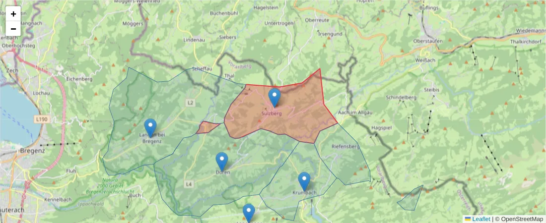 Karte des Postleitzahlen Bereichs  und der umliegenden Postleitzahlen in Deutschland