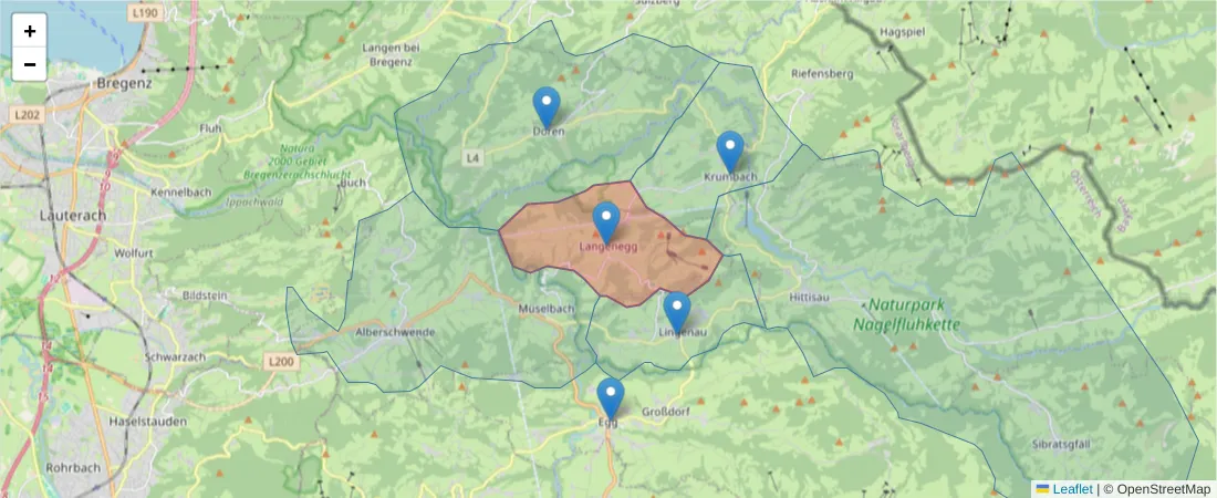 Karte des Postleitzahlen Bereichs  und der umliegenden Postleitzahlen in Deutschland