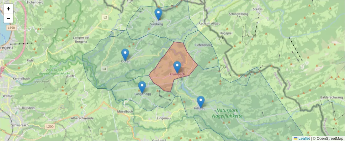 Karte des Postleitzahlen Bereichs  und der umliegenden Postleitzahlen in Deutschland