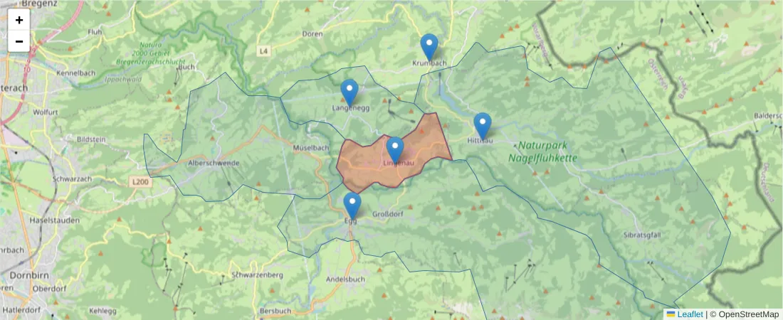 Karte des Postleitzahlen Bereichs  und der umliegenden Postleitzahlen in Deutschland