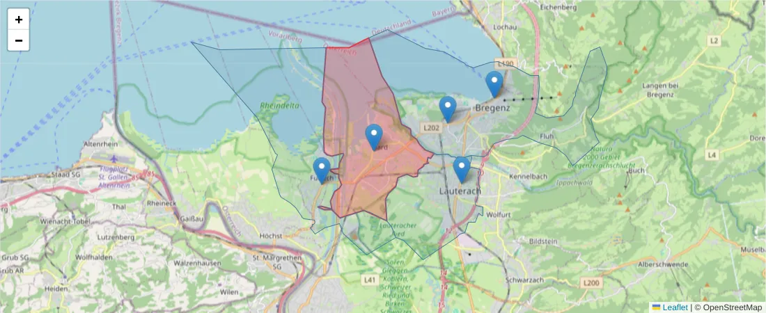 Karte des Postleitzahlen Bereichs  und der umliegenden Postleitzahlen in Deutschland
