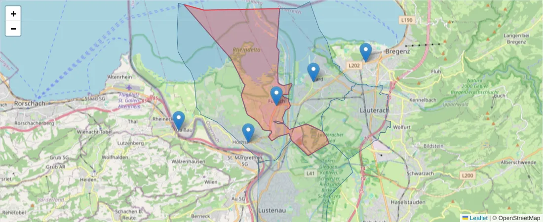 Karte des Postleitzahlen Bereichs  und der umliegenden Postleitzahlen in Deutschland