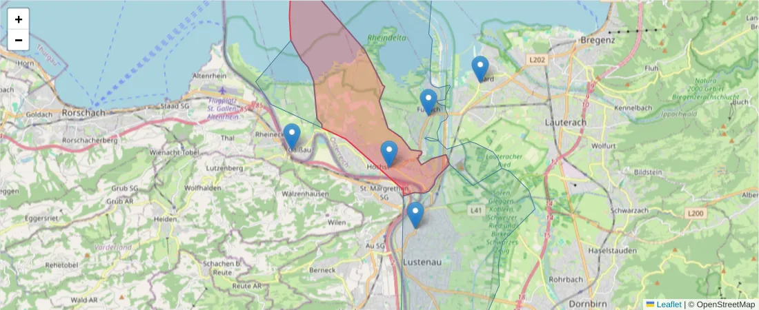 Karte des Postleitzahlen Bereichs  und der umliegenden Postleitzahlen in Deutschland