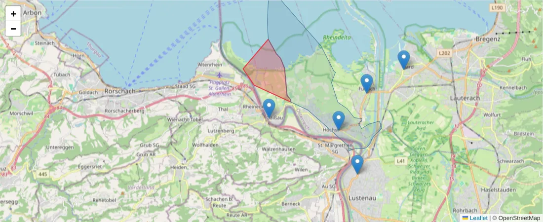 Karte des Postleitzahlen Bereichs  und der umliegenden Postleitzahlen in Deutschland