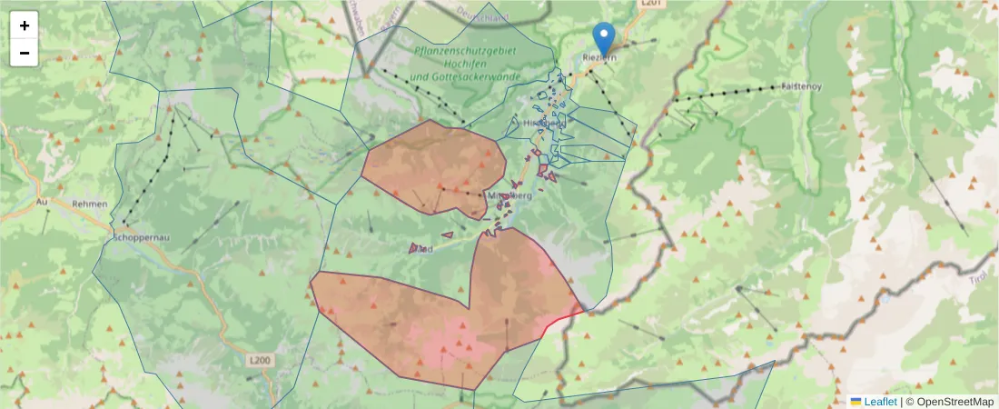 Karte des Postleitzahlen Bereichs  und der umliegenden Postleitzahlen in Deutschland