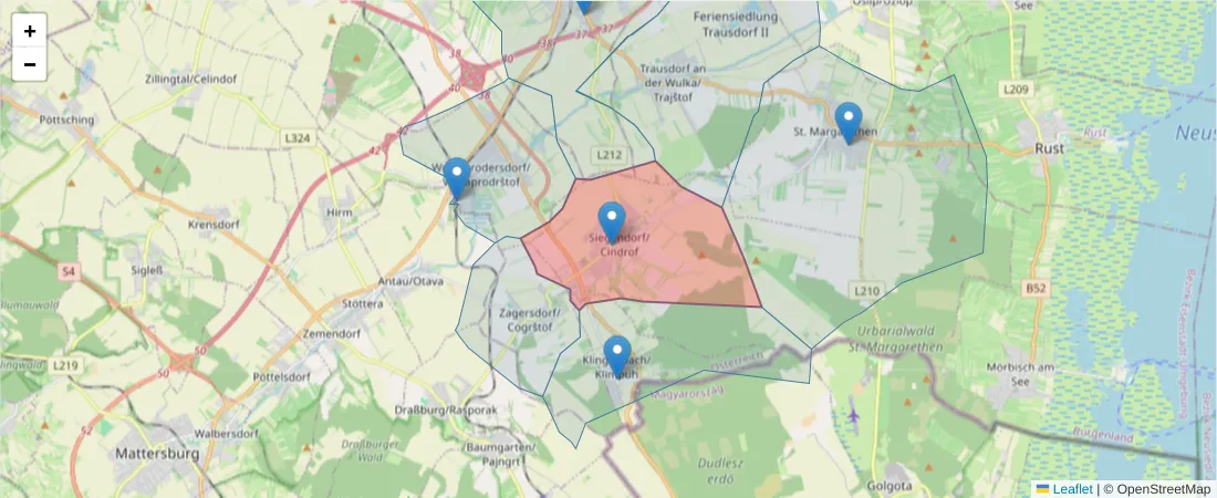 Karte des Postleitzahlen Bereichs  und der umliegenden Postleitzahlen in Deutschland