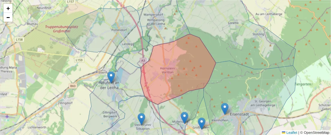 Karte des Postleitzahlen Bereichs  und der umliegenden Postleitzahlen in Deutschland