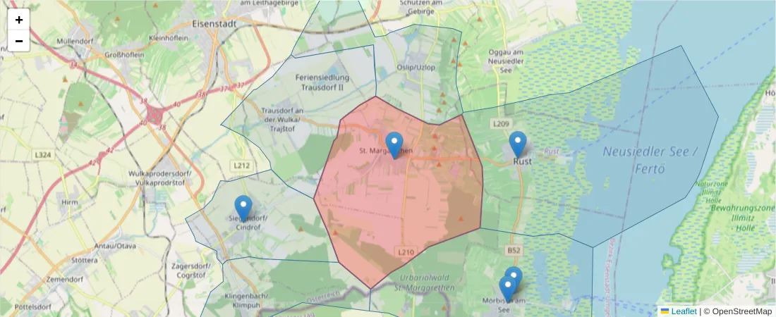 Karte des Postleitzahlen Bereichs  und der umliegenden Postleitzahlen in Deutschland