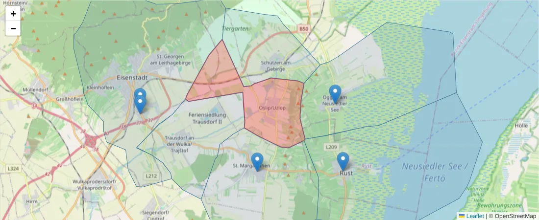 Karte des Postleitzahlen Bereichs  und der umliegenden Postleitzahlen in Deutschland