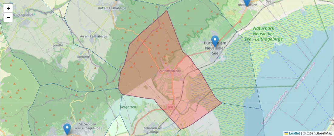 Karte des Postleitzahlen Bereichs  und der umliegenden Postleitzahlen in Deutschland