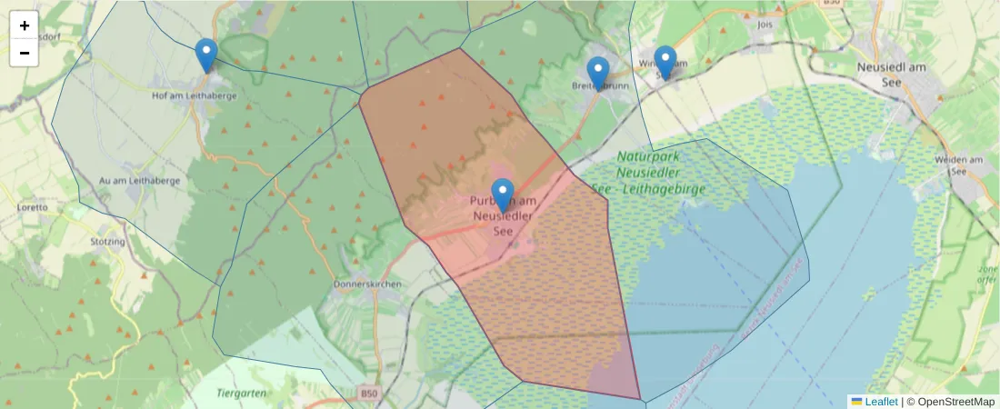 Karte des Postleitzahlen Bereichs  und der umliegenden Postleitzahlen in Deutschland