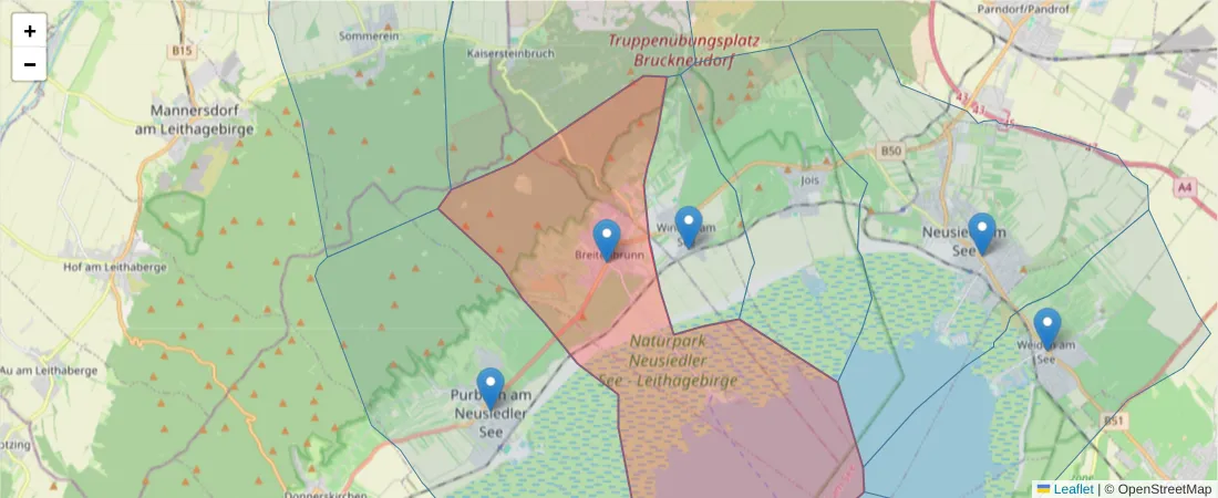 Karte des Postleitzahlen Bereichs  und der umliegenden Postleitzahlen in Deutschland