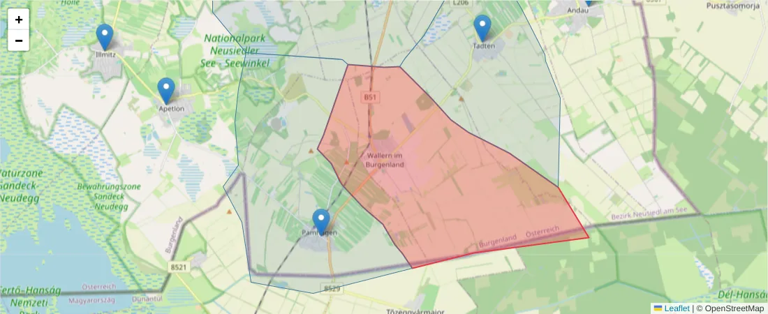 Karte des Postleitzahlen Bereichs  und der umliegenden Postleitzahlen in Deutschland
