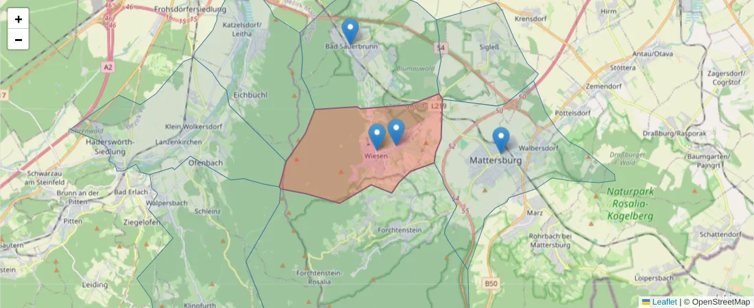 Karte des Postleitzahlen Bereichs  und der umliegenden Postleitzahlen in Deutschland