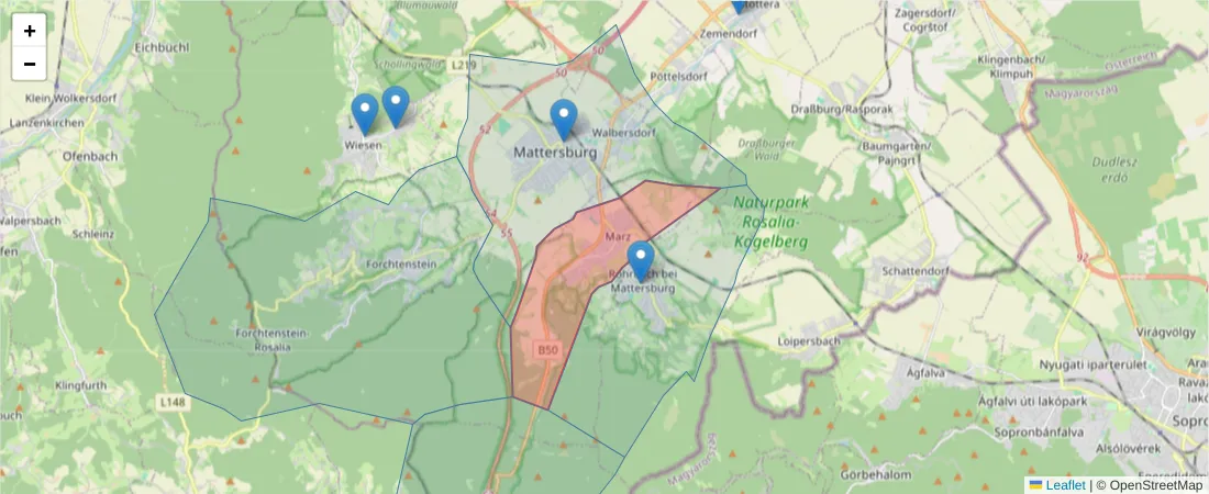 Karte des Postleitzahlen Bereichs  und der umliegenden Postleitzahlen in Deutschland