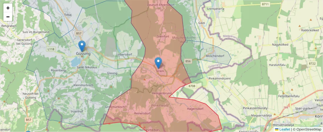 Karte des Postleitzahlen Bereichs  und der umliegenden Postleitzahlen in Deutschland