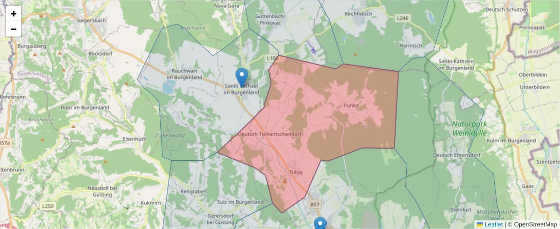 Karte des Postleitzahlen Bereichs  und der umliegenden Postleitzahlen in Deutschland