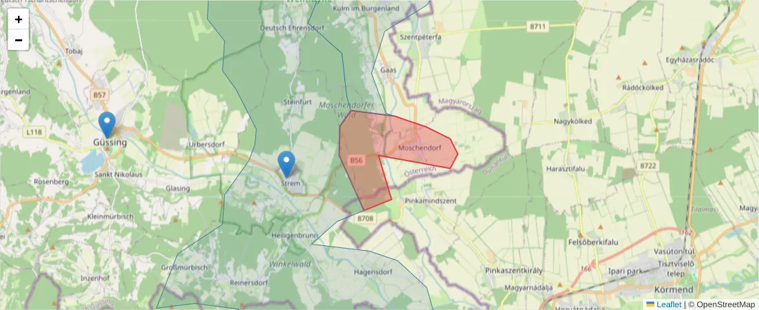 Karte des Postleitzahlen Bereichs  und der umliegenden Postleitzahlen in Deutschland