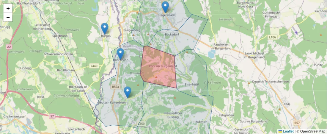 Karte des Postleitzahlen Bereichs  und der umliegenden Postleitzahlen in Deutschland