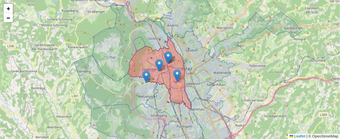 Karte des Postleitzahlen Bereichs  und der umliegenden Postleitzahlen in Deutschland