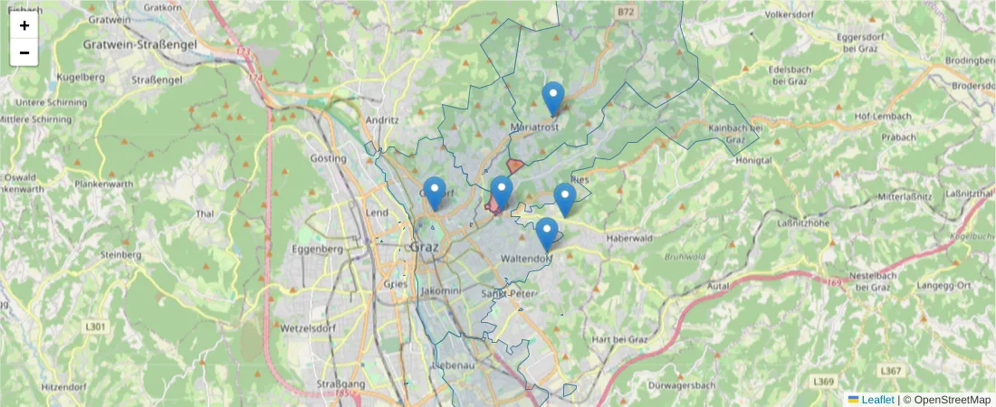 Karte des Postleitzahlen Bereichs  und der umliegenden Postleitzahlen in Deutschland