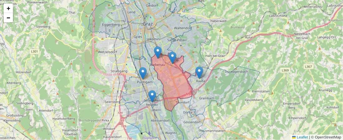 Karte des Postleitzahlen Bereichs  und der umliegenden Postleitzahlen in Deutschland