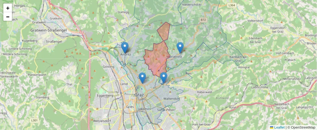 Karte des Postleitzahlen Bereichs  und der umliegenden Postleitzahlen in Deutschland